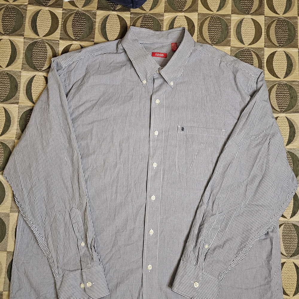 Izod Casual Button Down Shirt in Blue and White
